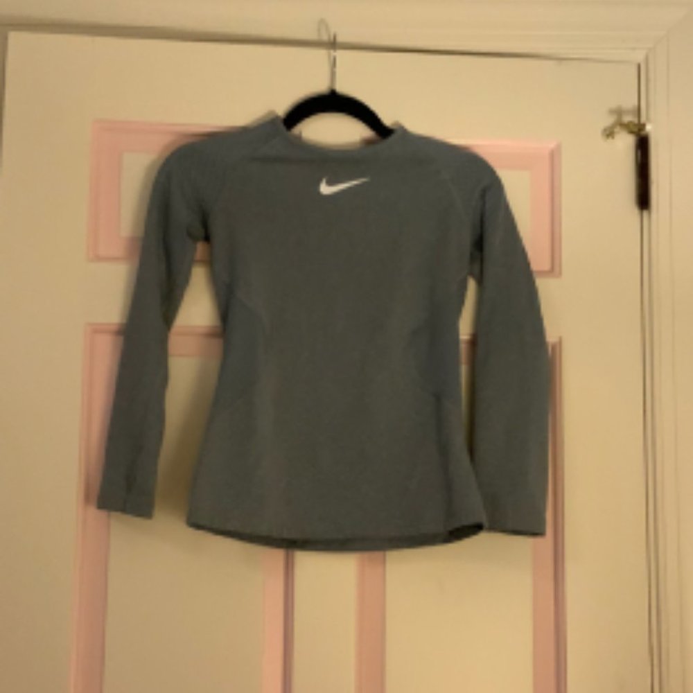 Nike Blue Girls Fleece Lined Shirt (M)